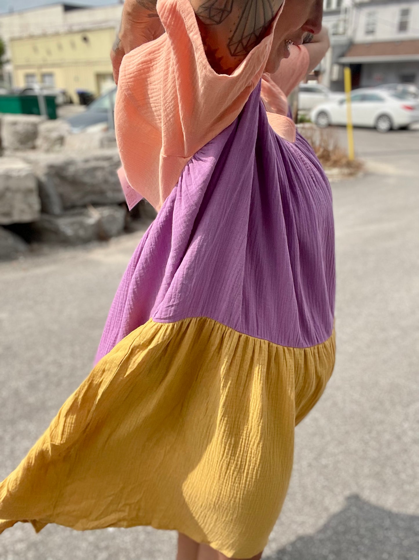 Tiered Dress - Multi Colour Gauze