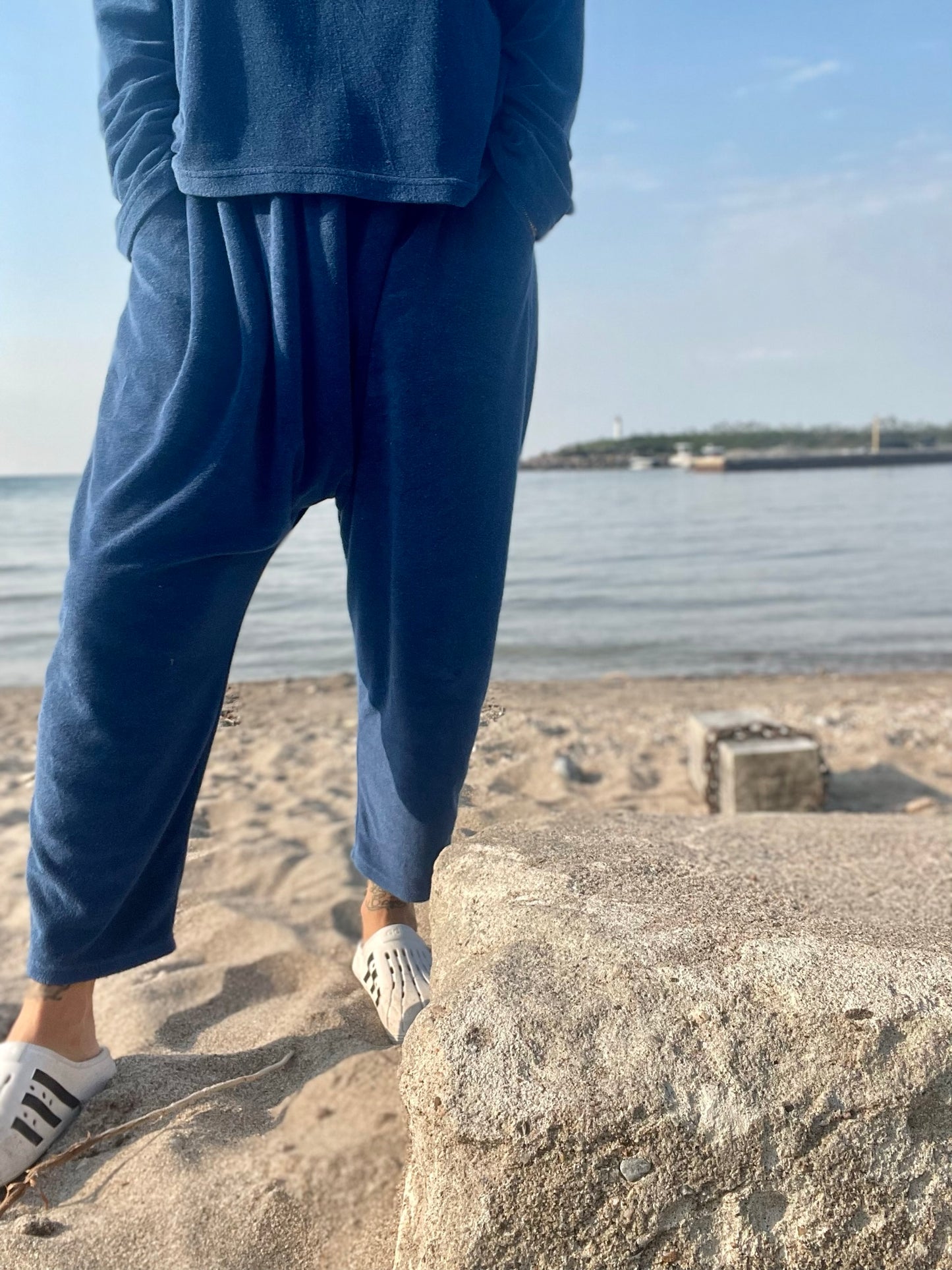 Drop Crotch Pants - Blue Terry