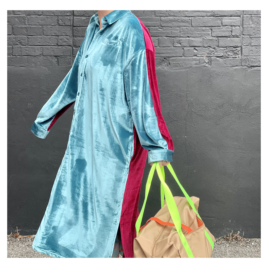 Velour Maxi - Teal / merlot