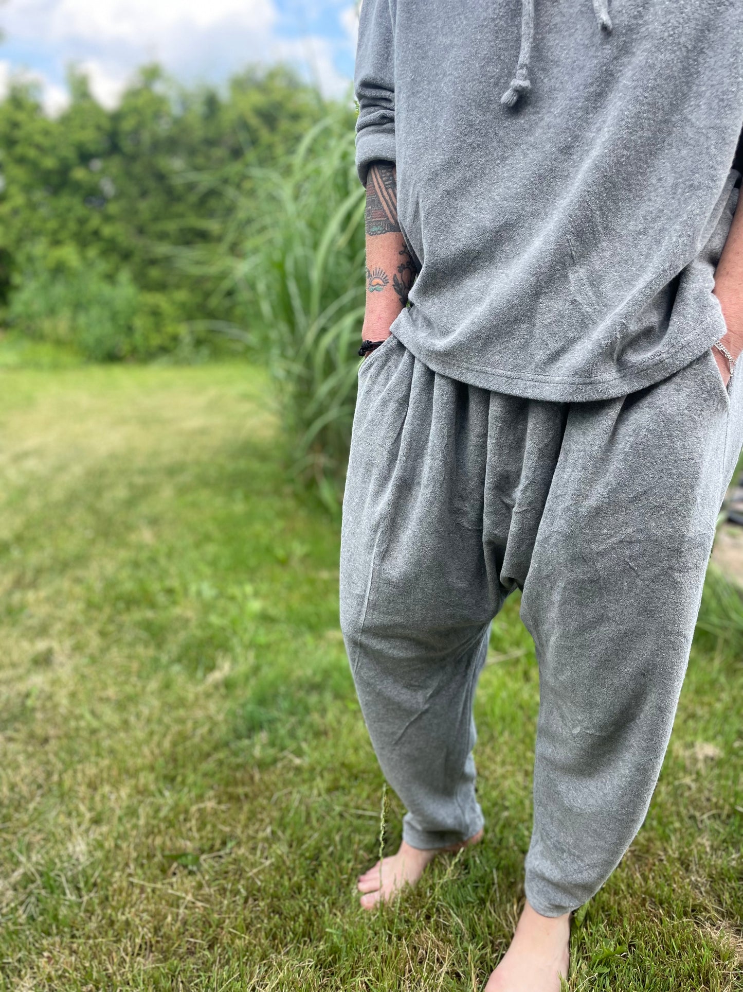Drop Crotch Pants - Grey Terry