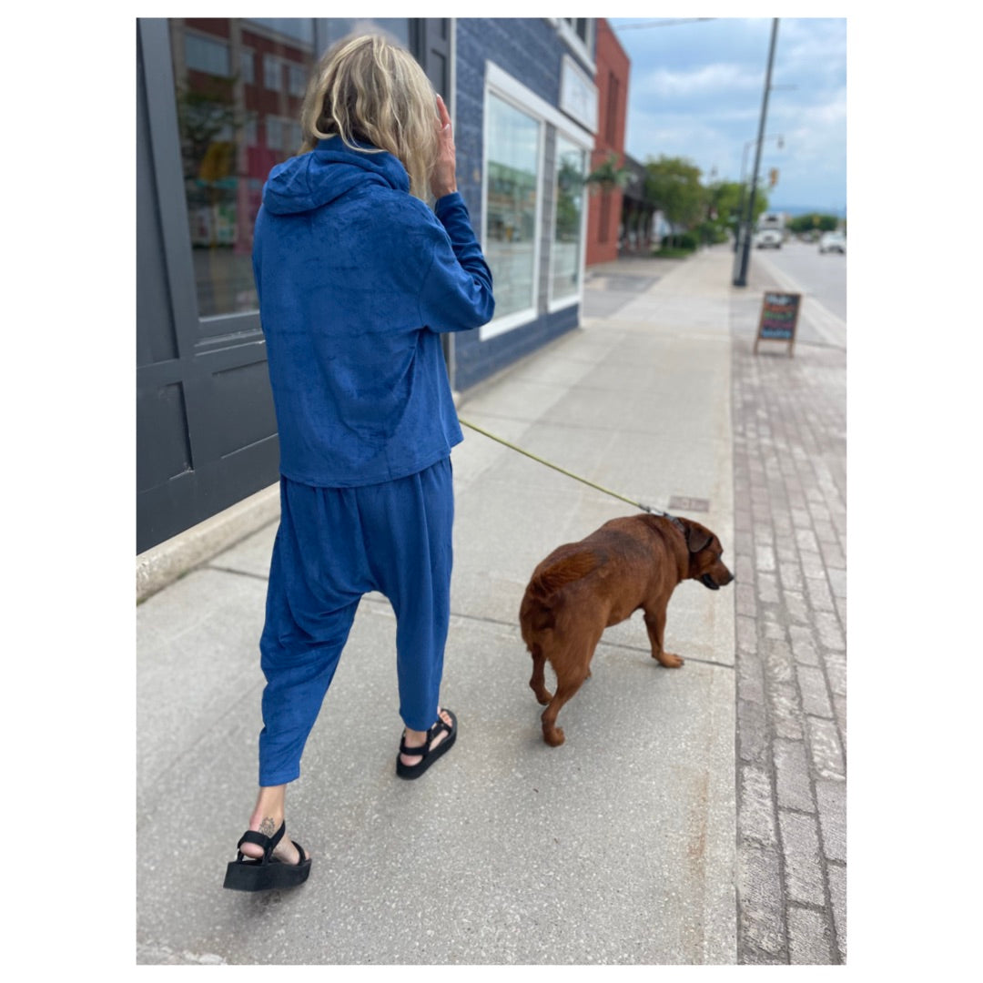 Drop Crotch Pants - Blue Terry