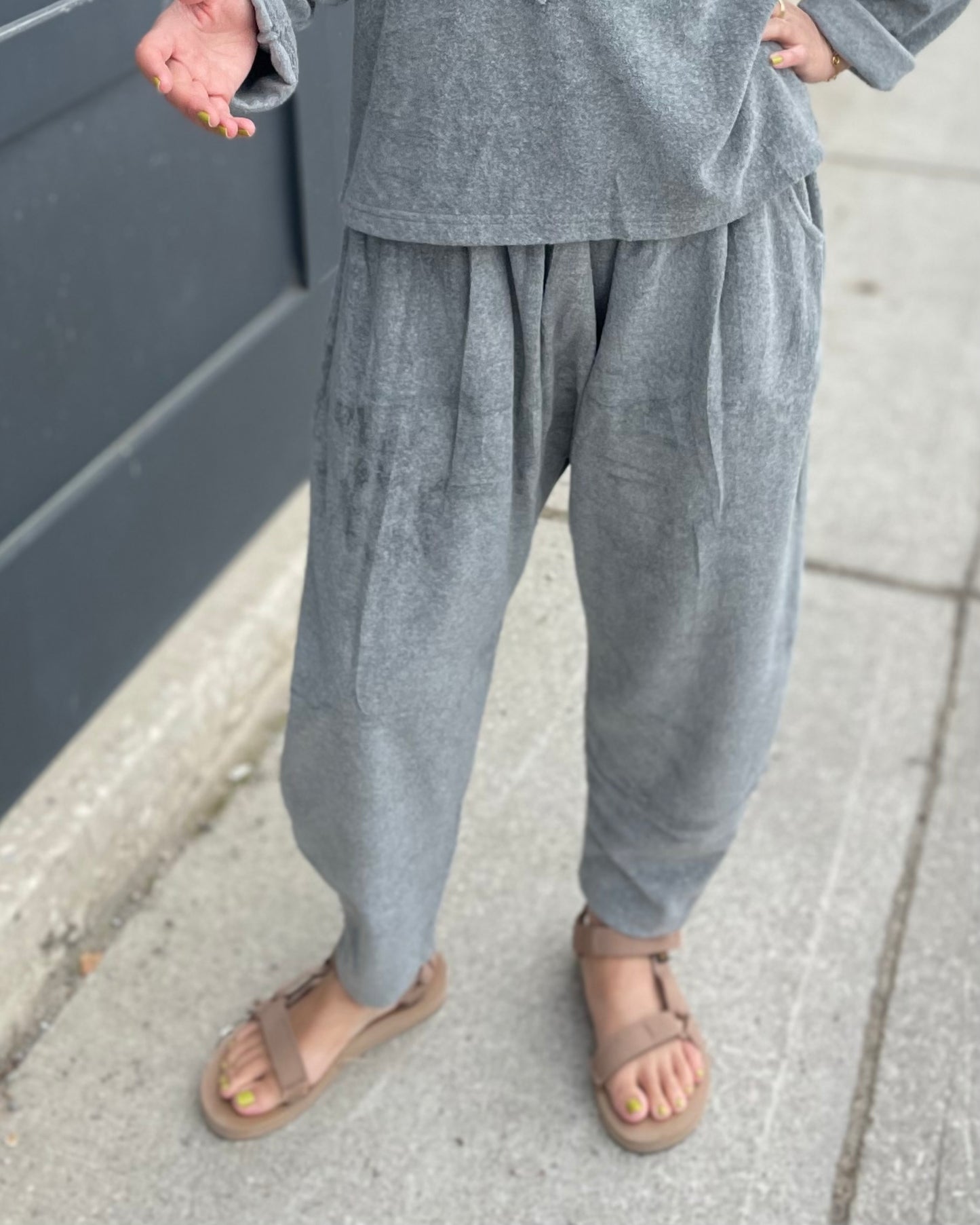 Drop Crotch Pants - Grey Terry