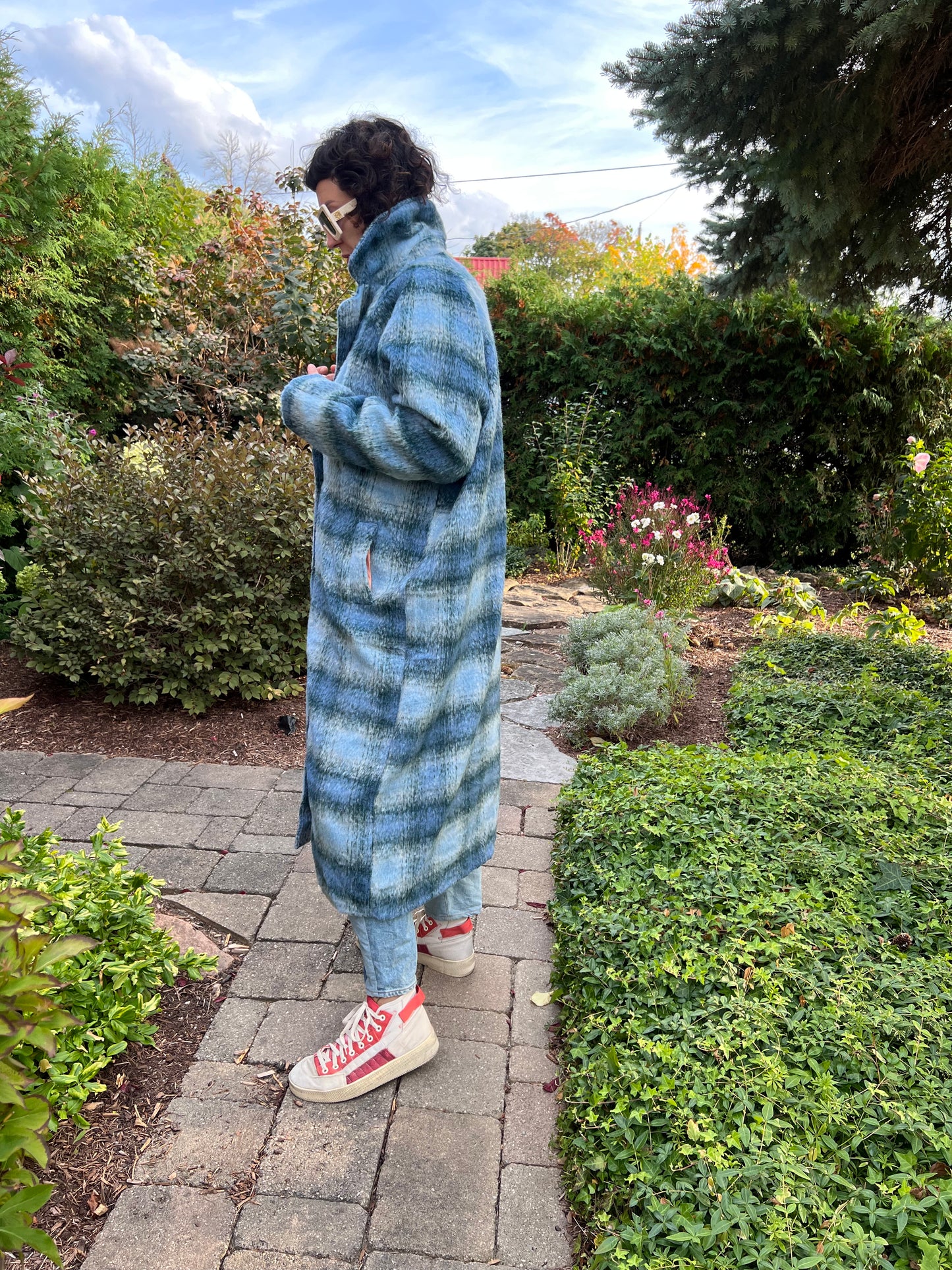 Maxi Coat - Blue Plaid