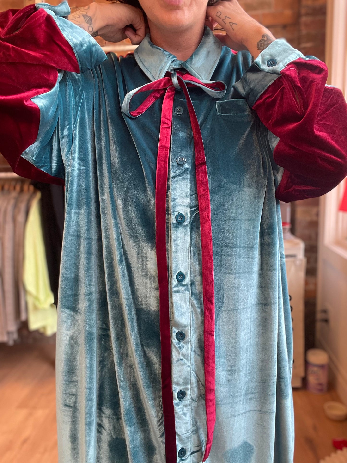 Velour Maxi - Teal / merlot