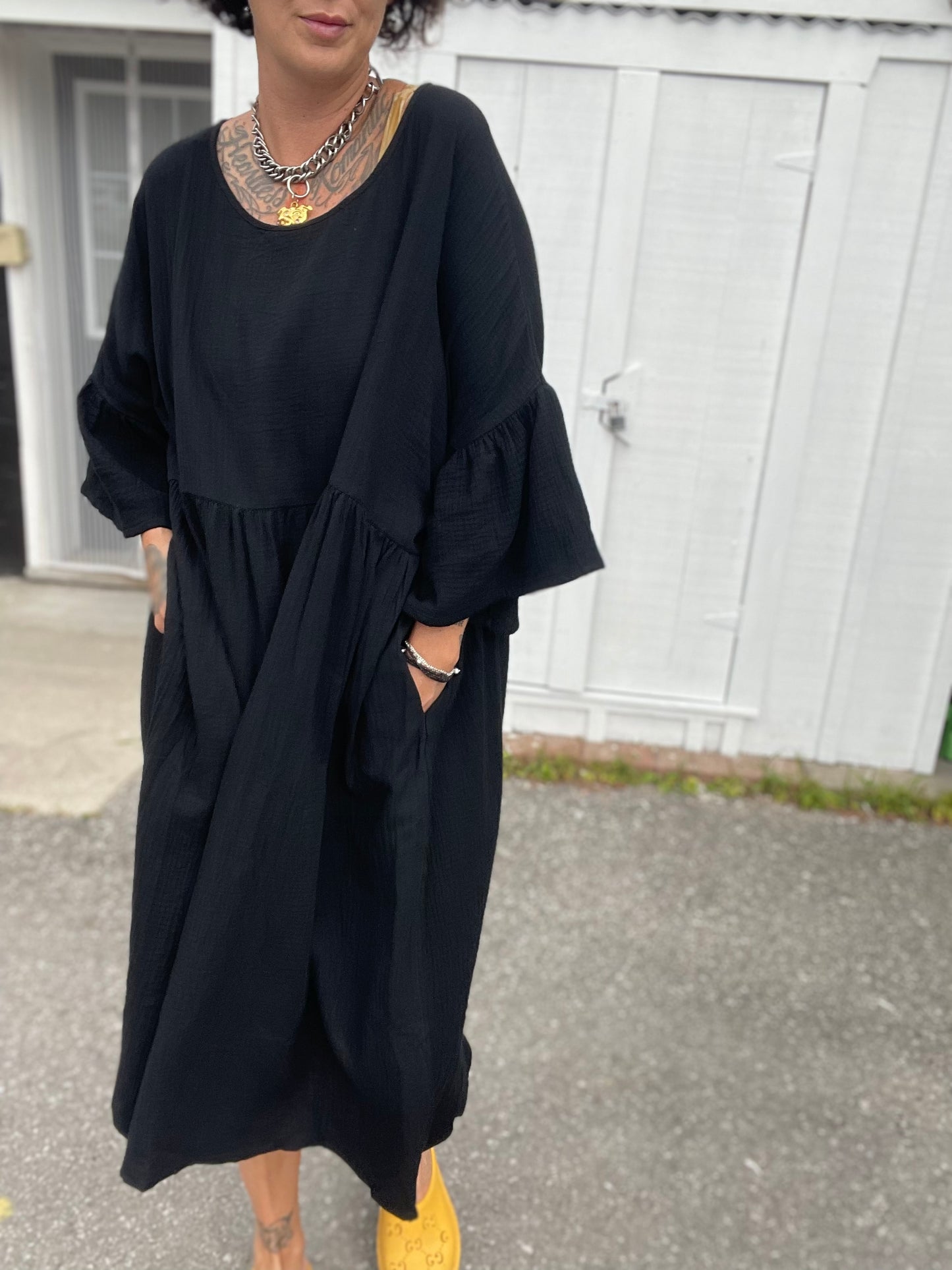 Ruffle Dress - Black Gauze