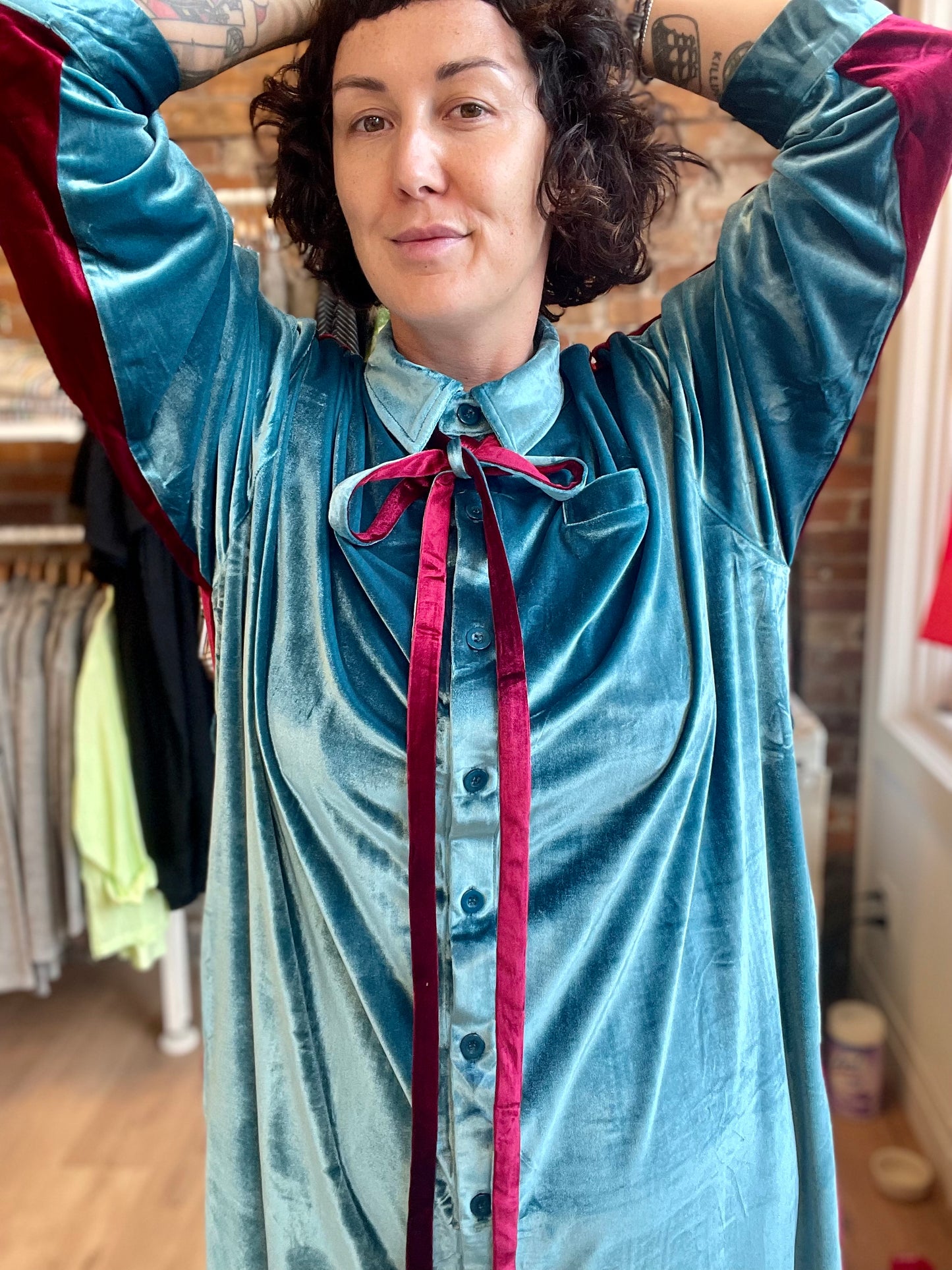 Velour Maxi - Teal / merlot