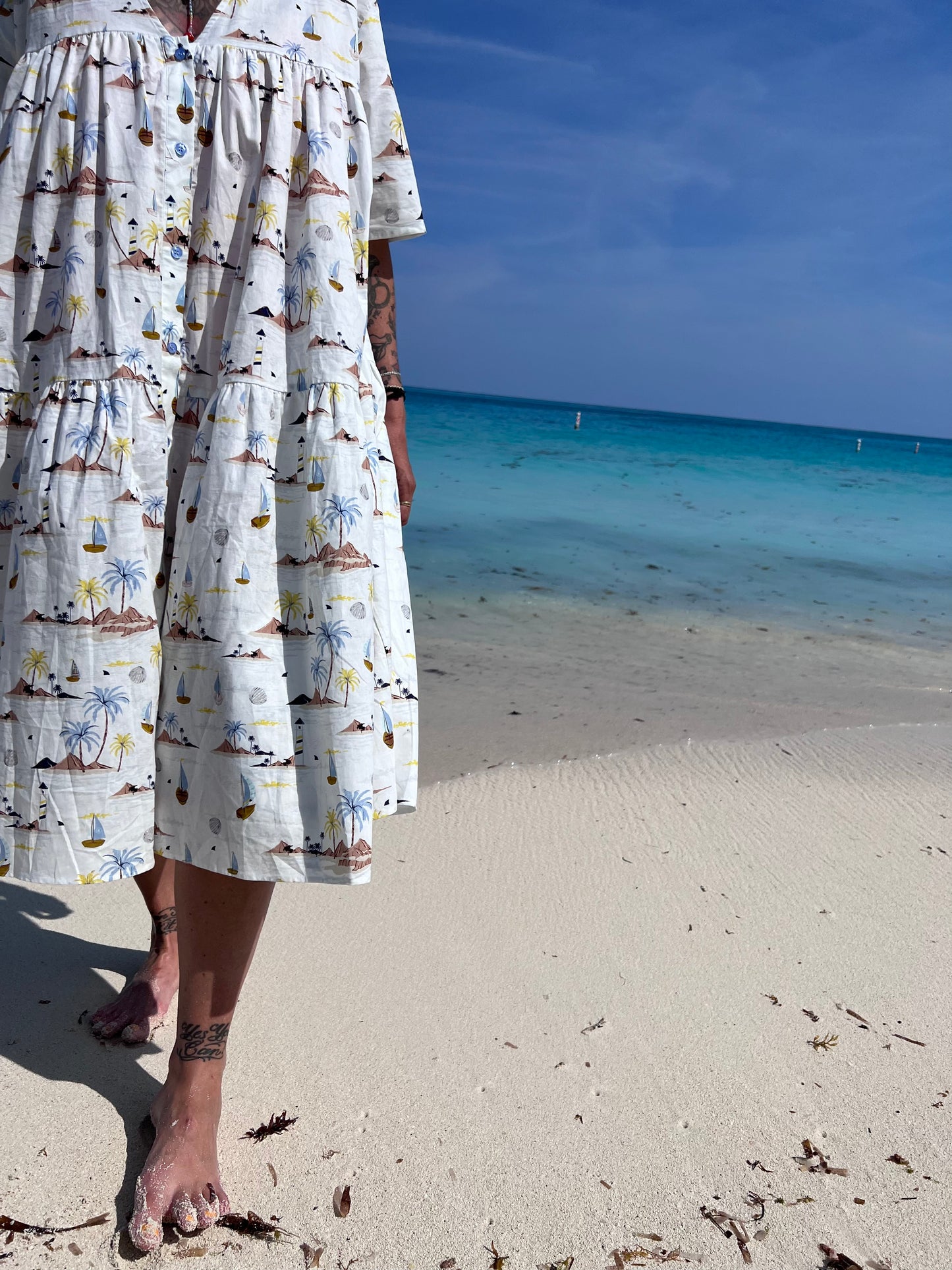 Tiered Dress - Sailboats