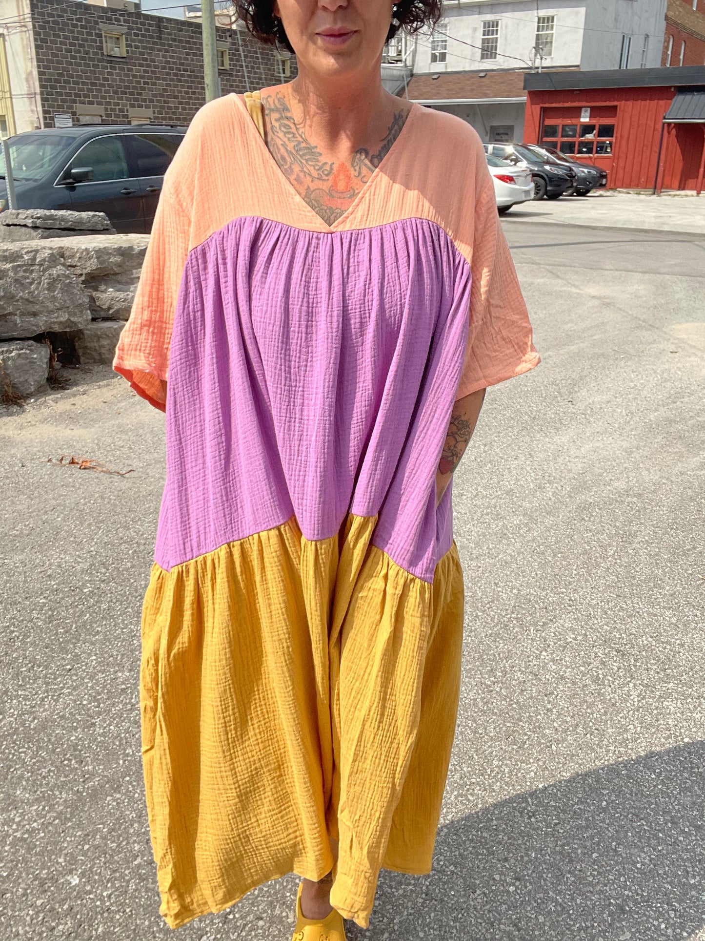 Tiered Dress - Multi Colour Gauze