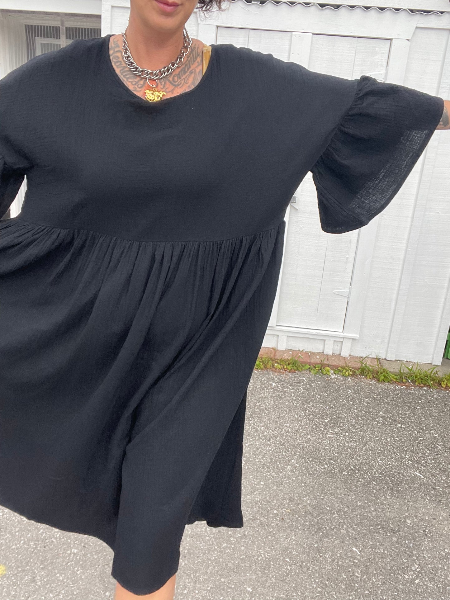 Ruffle Dress - Black Gauze