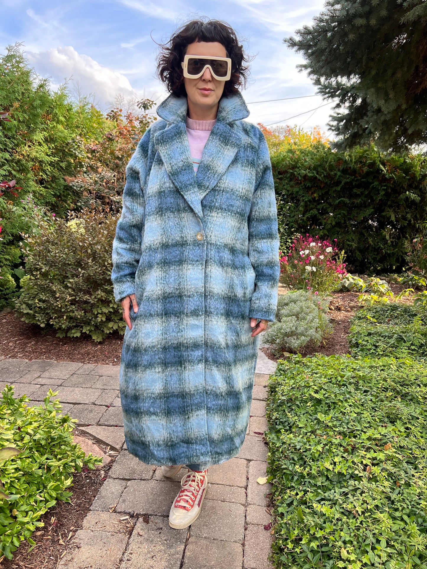 Maxi Coat - Blue Plaid
