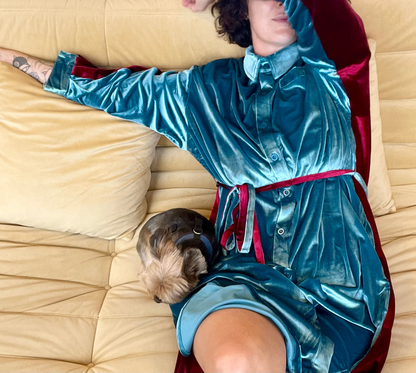 Velour Maxi - Teal / merlot