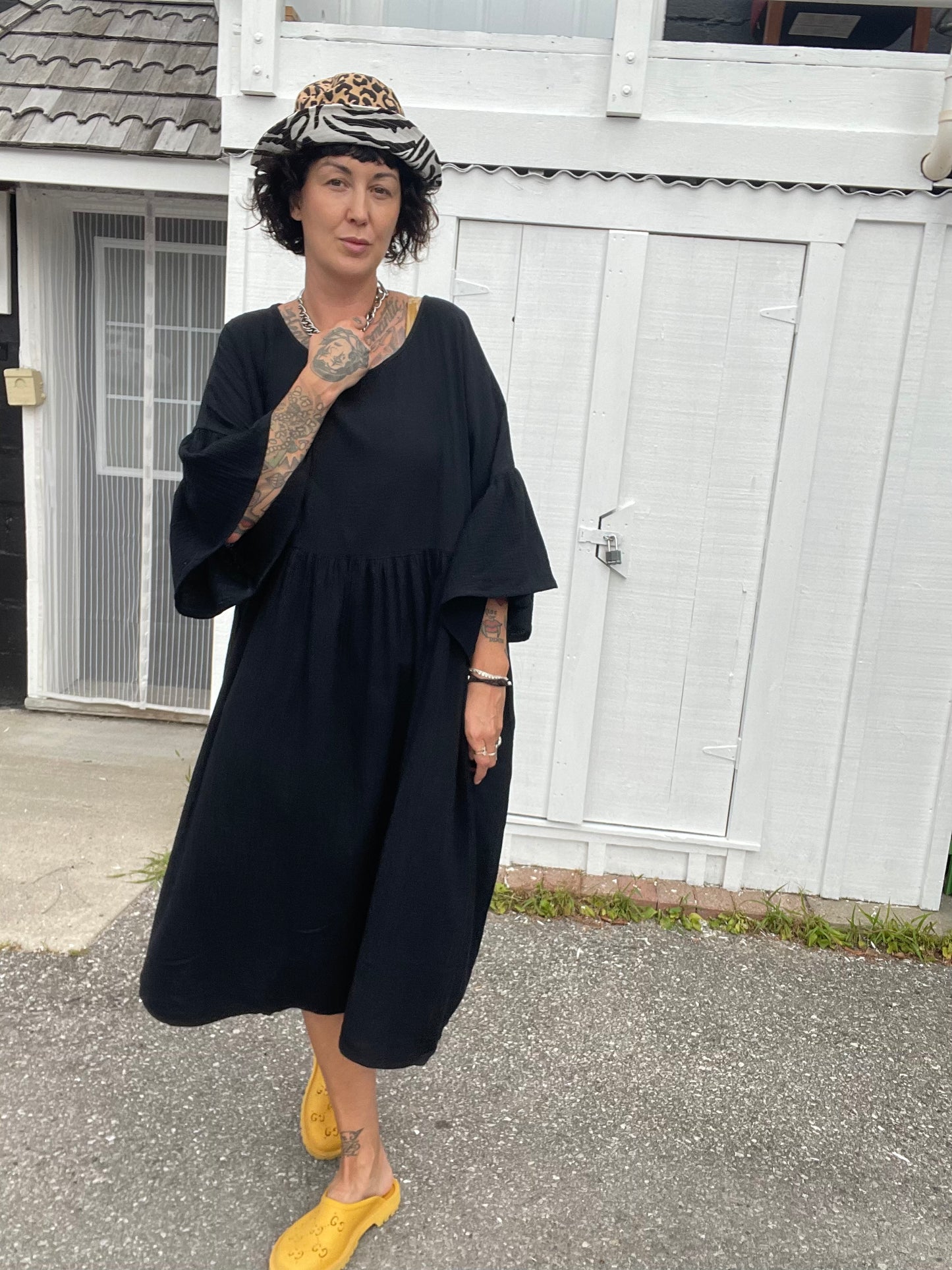Ruffle Dress - Black Gauze