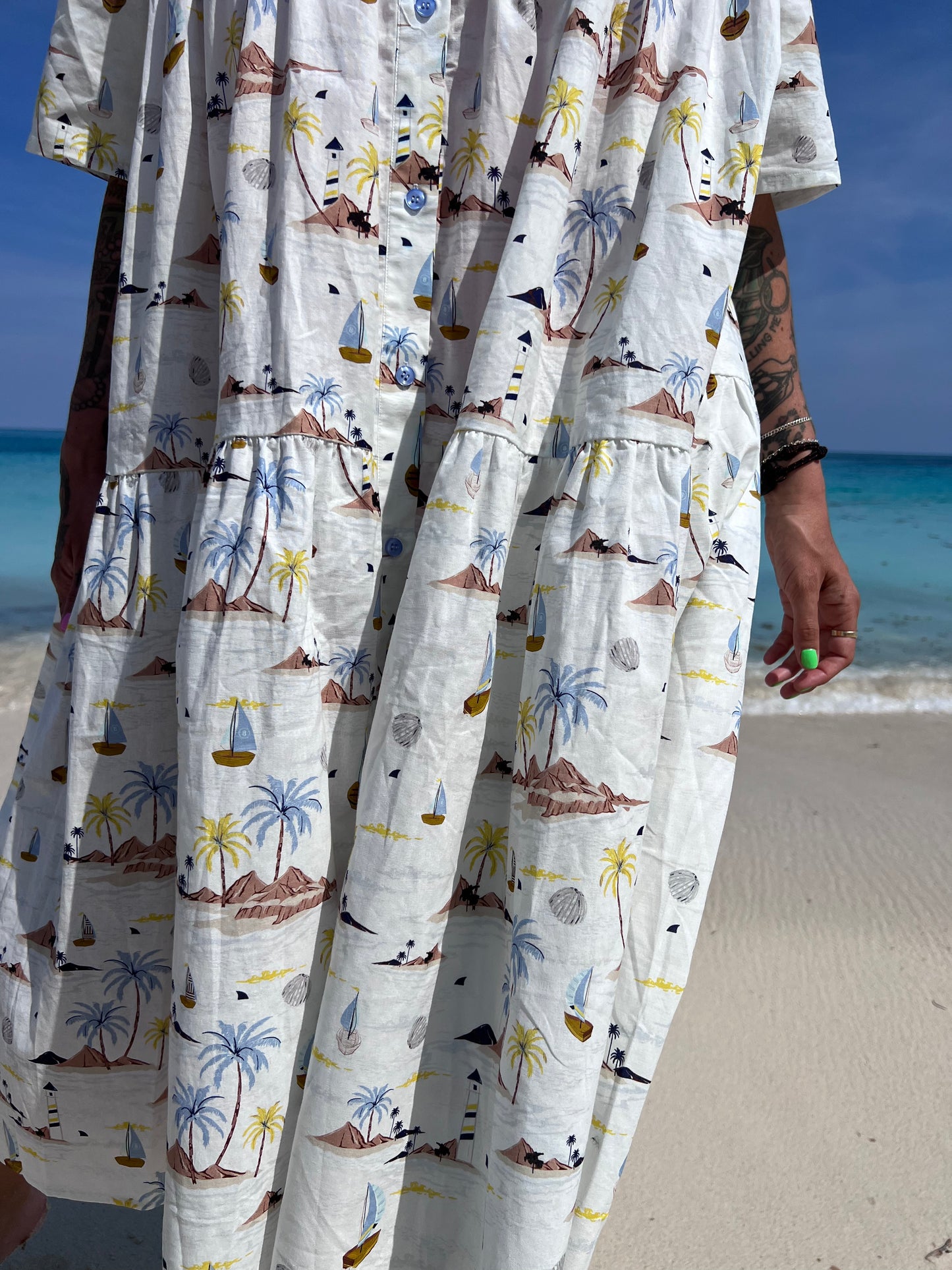 Tiered Dress - Sailboats