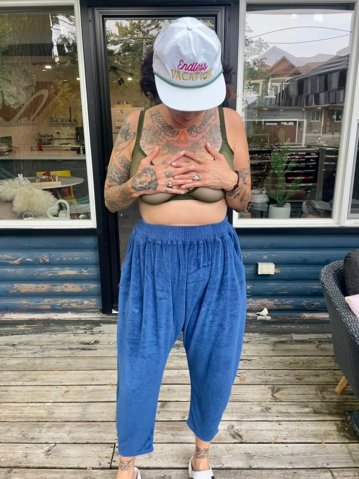 Drop Crotch Pants - Blue Terry