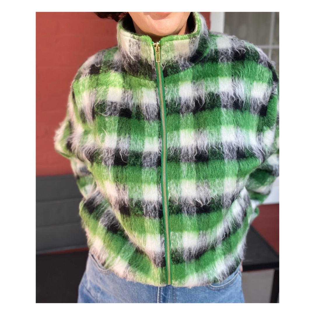 Cropped Jacket - Green Plaid
