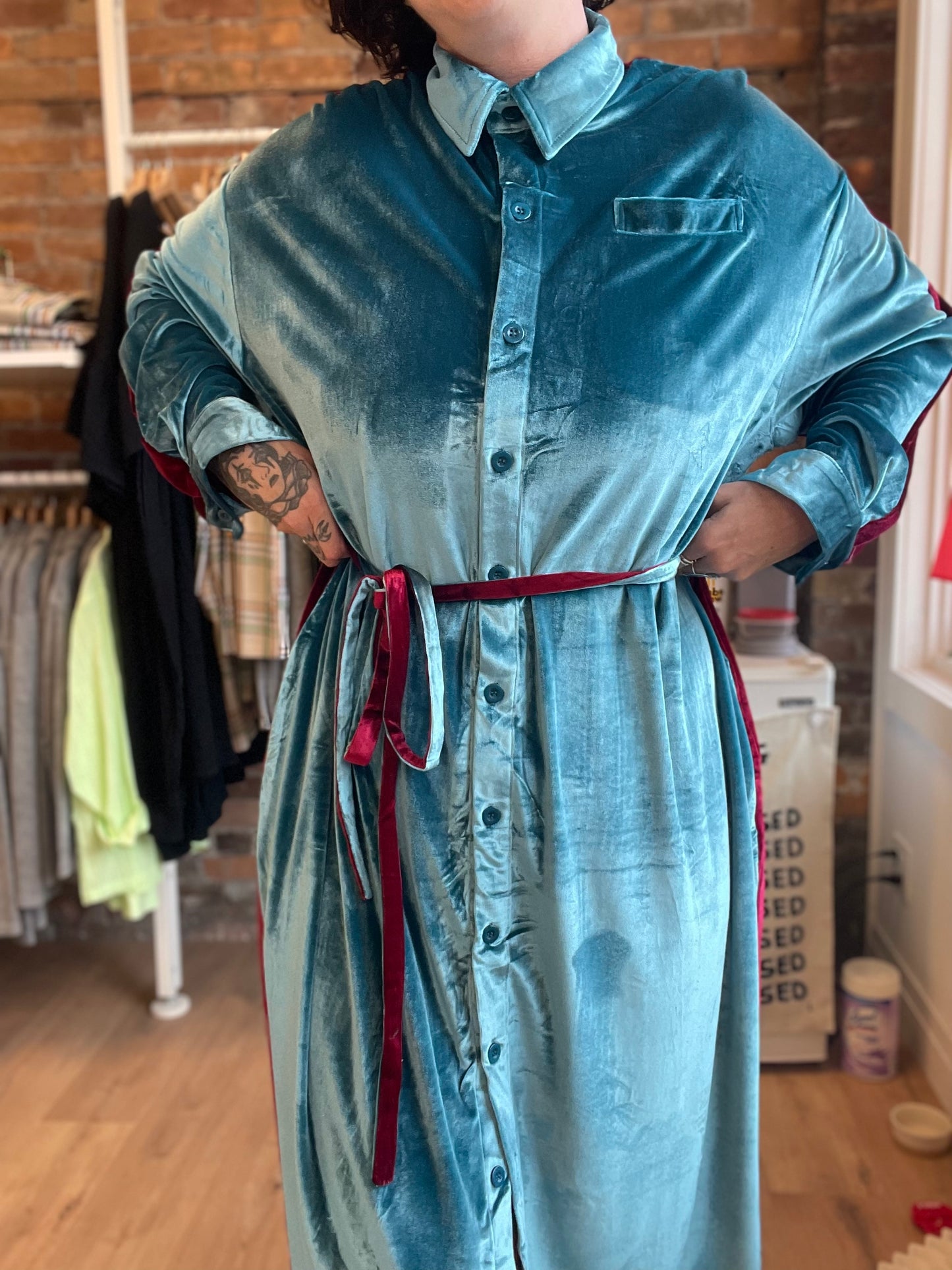 Velour Maxi - Teal / merlot