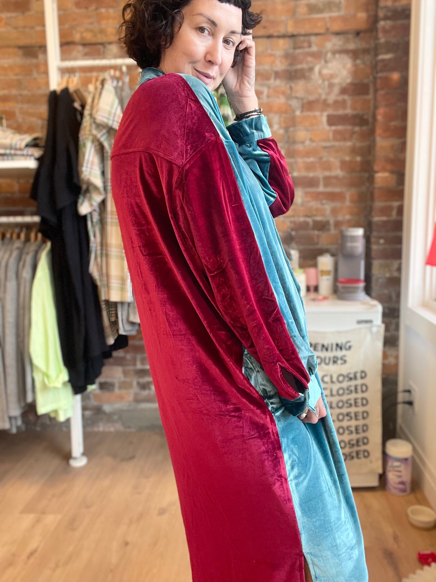 Velour Maxi - Teal / merlot