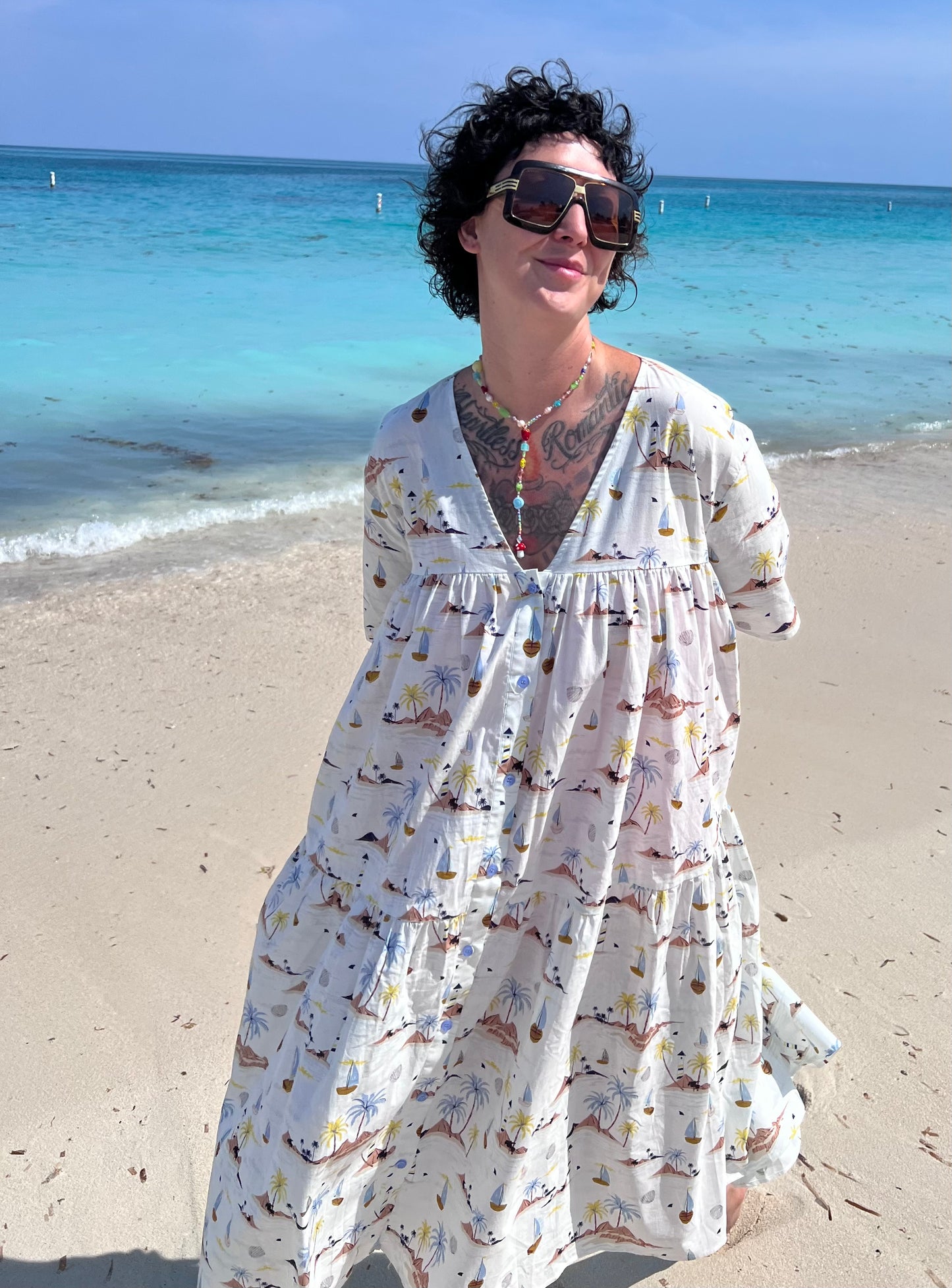 Tiered Dress - Sailboats