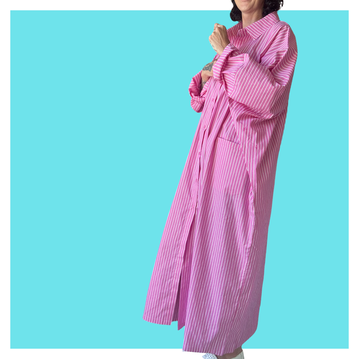 Shirt Kaftan- Pink Maxi