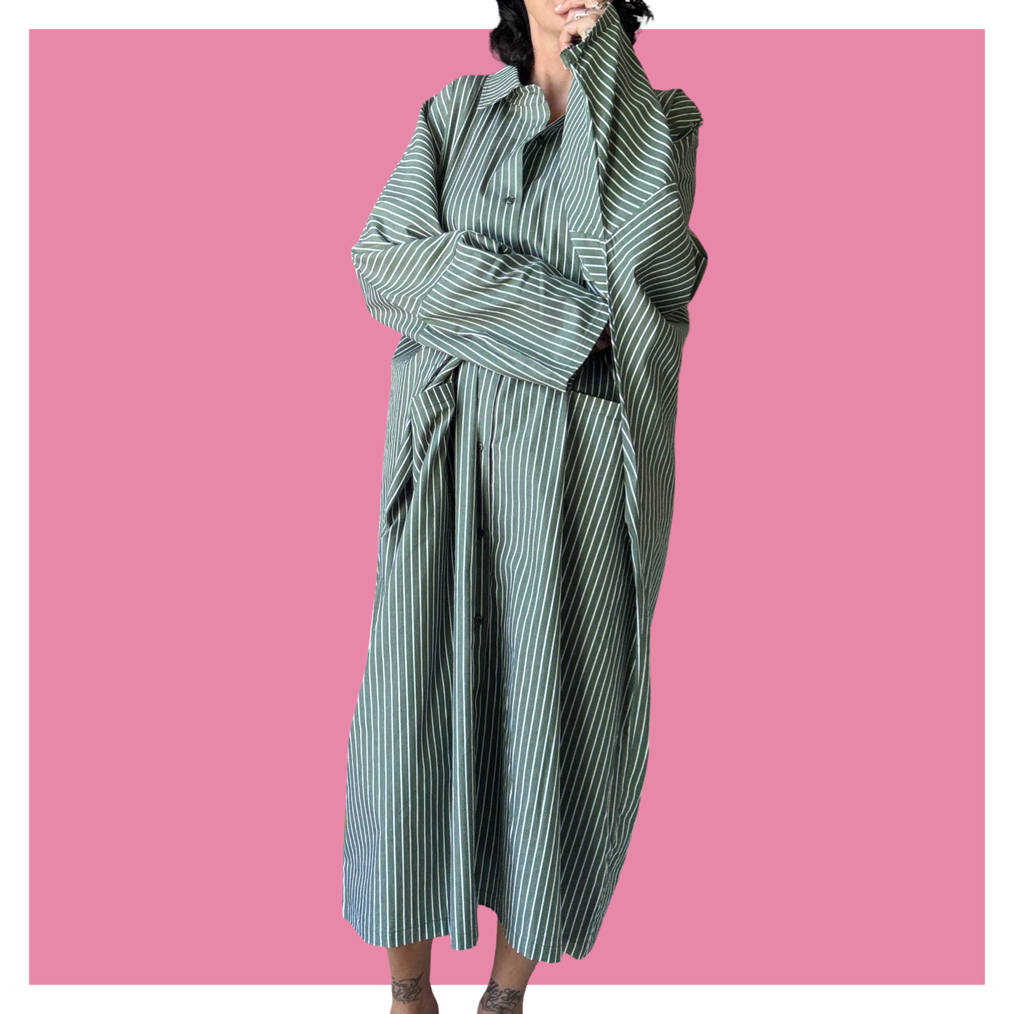 Shirt Kaftan - Green Midi