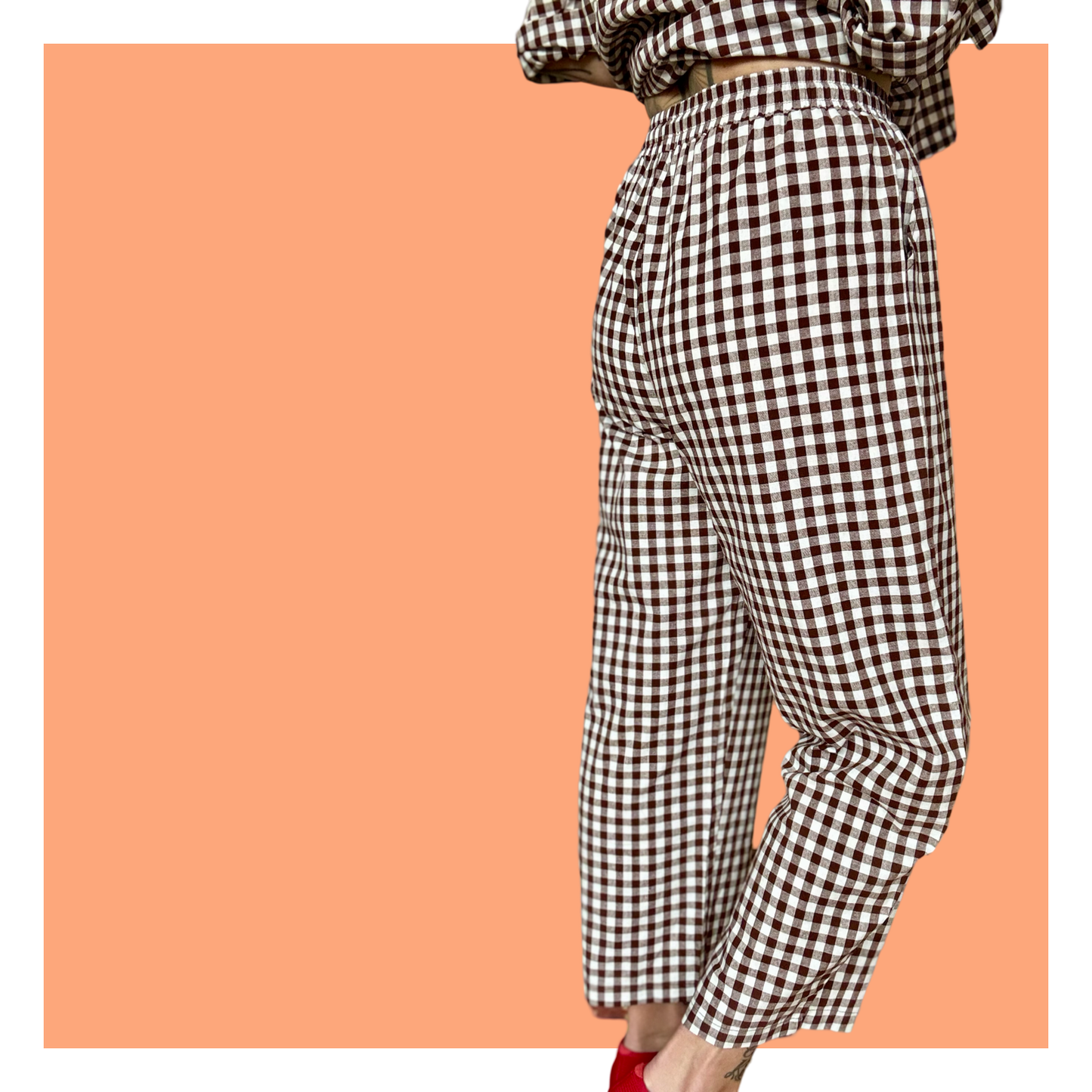 Barrel Pants - Brown Gingham
