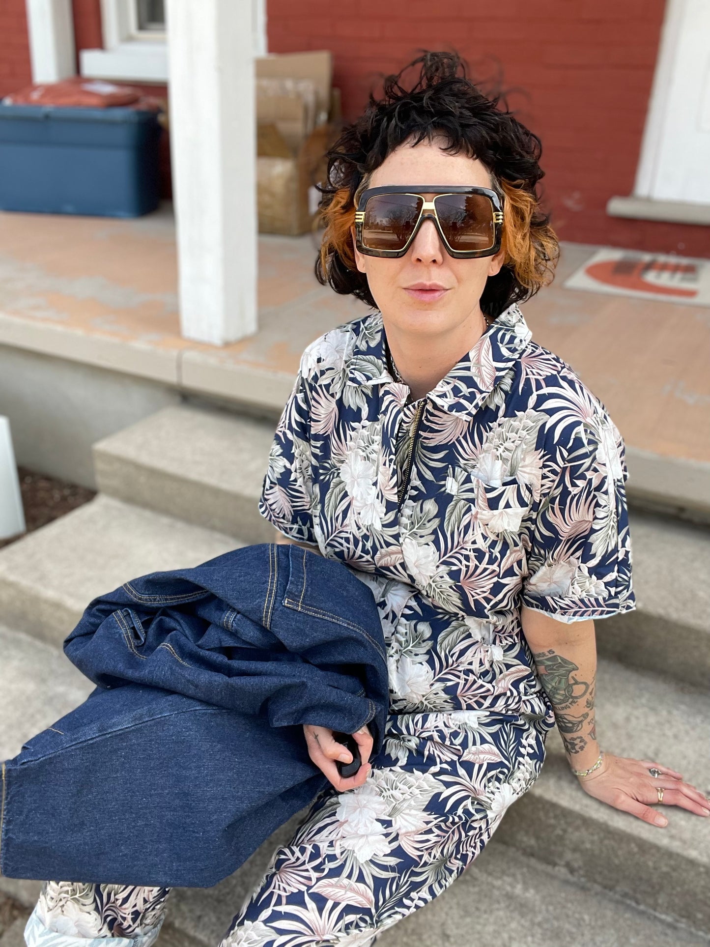 Cinch Waist Jumpsuit - Floral
