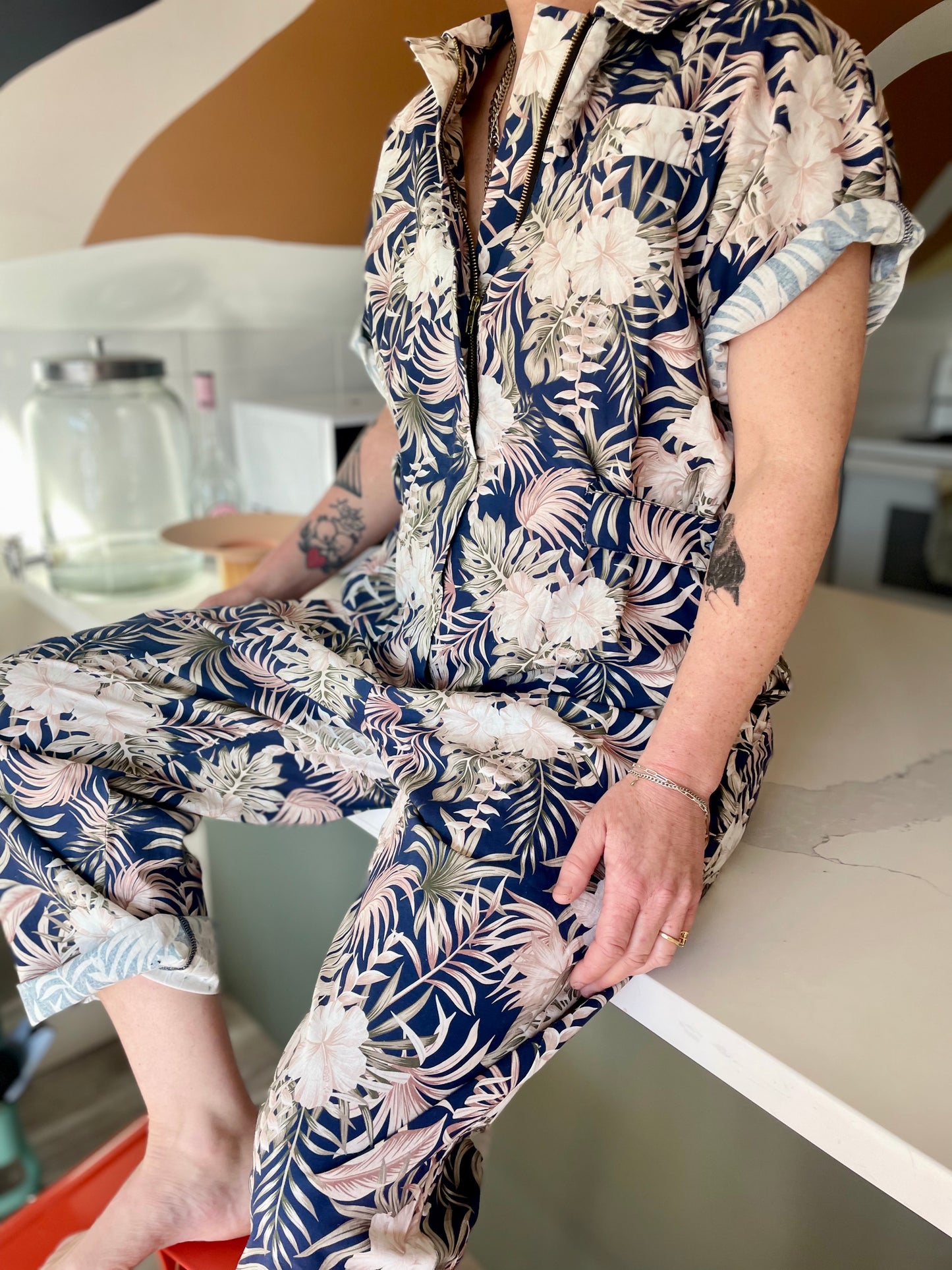 Cinch Waist Jumpsuit - Floral