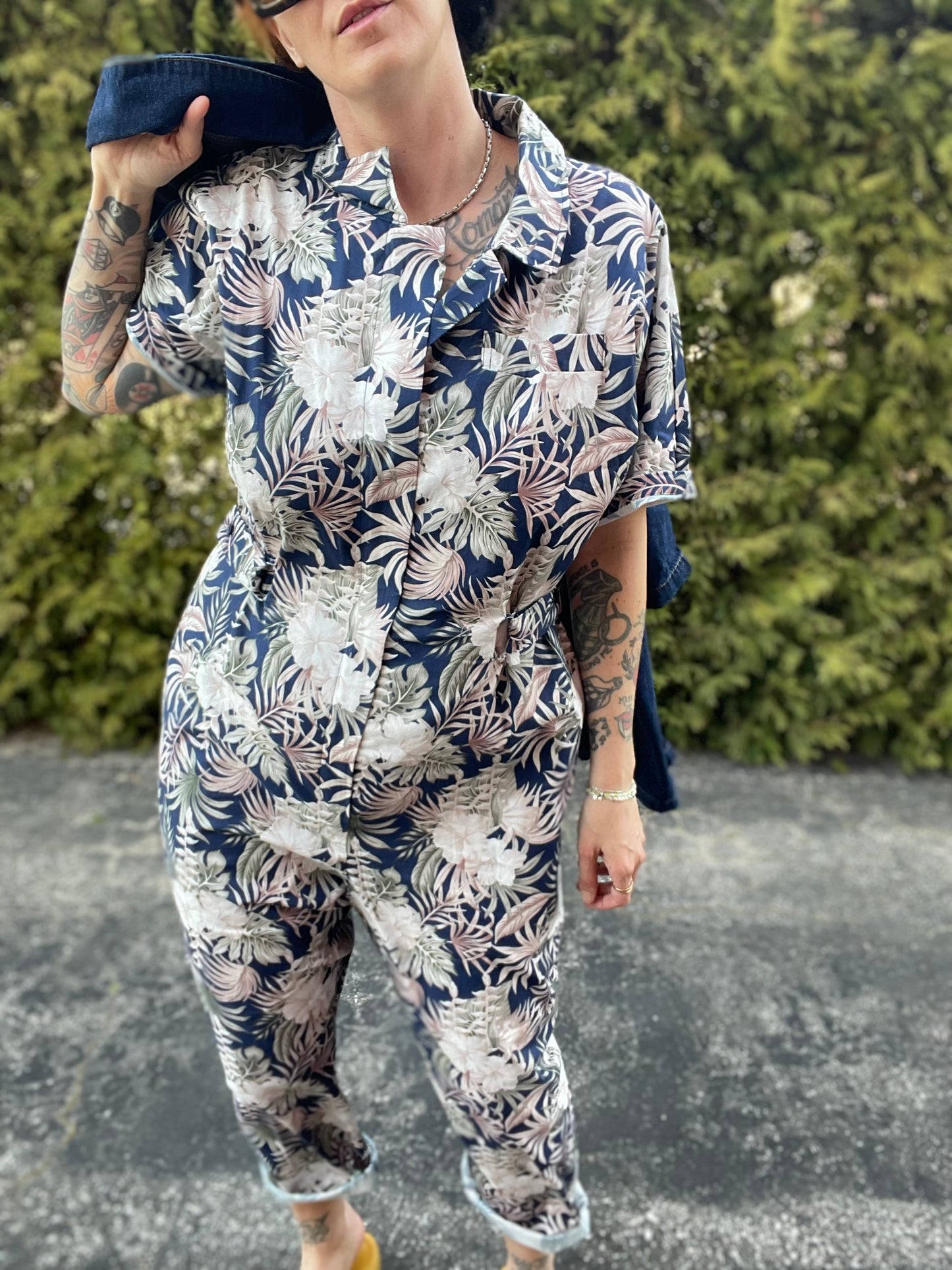 Cinch Waist Jumpsuit - Floral
