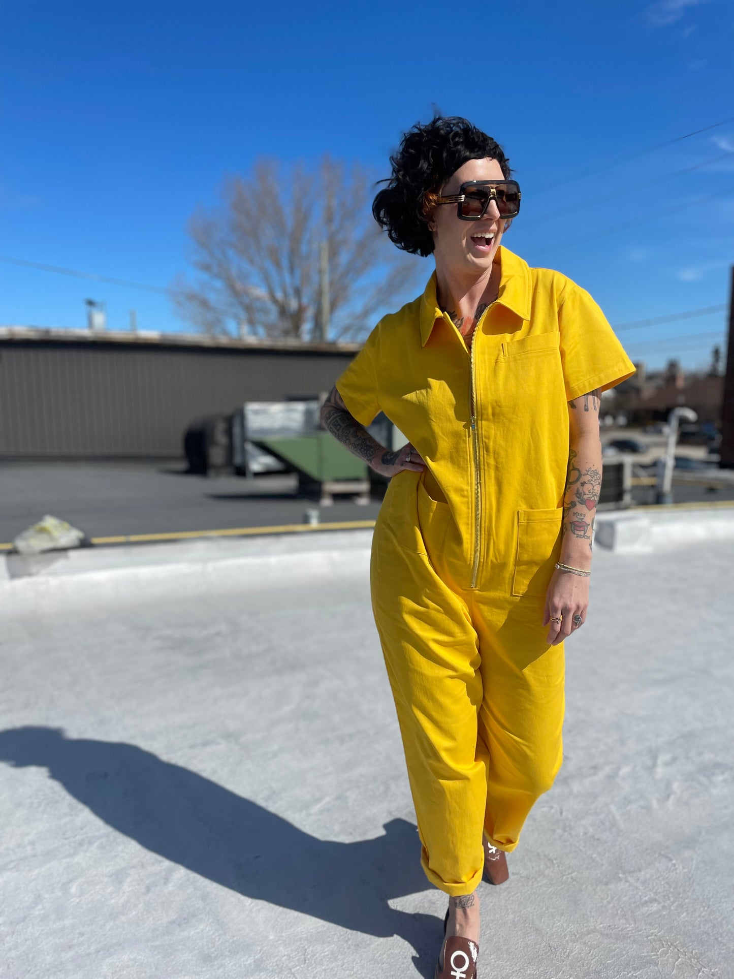 Baggy Short Sleeve Boilersuit - Yellow