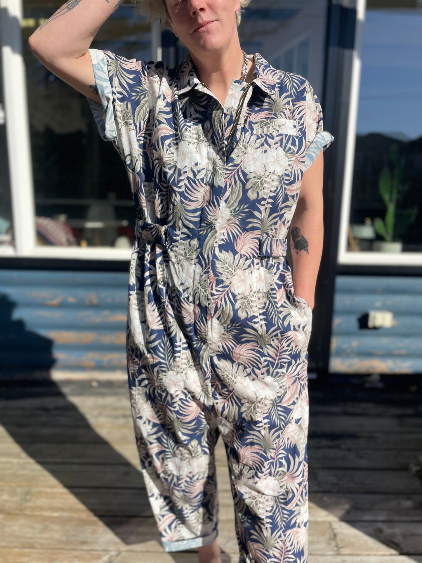 Cinch Waist Jumpsuit - Floral