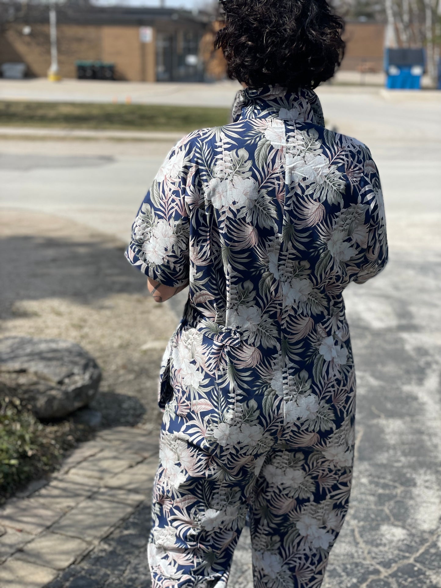 Cinch Waist Jumpsuit - Floral