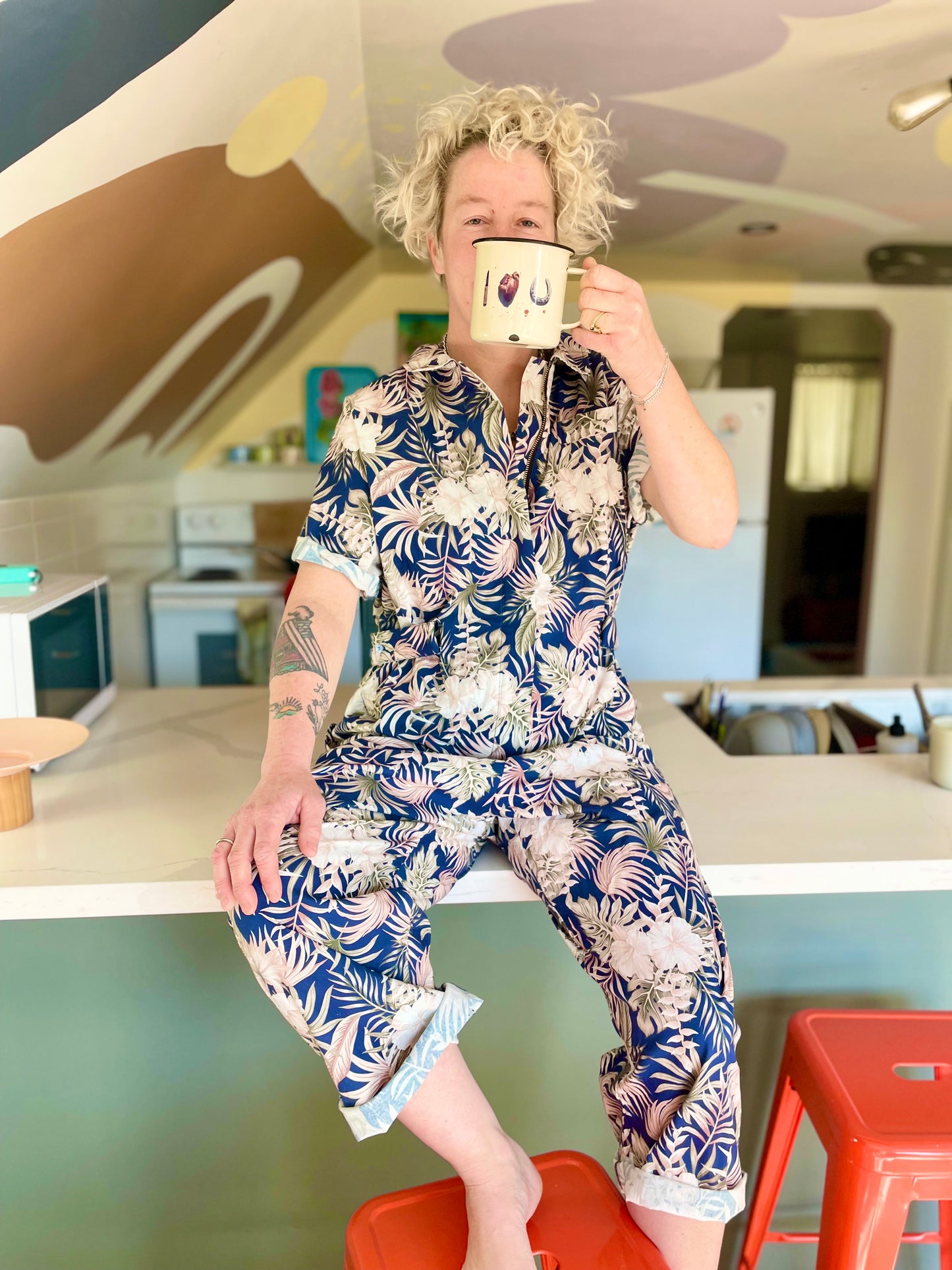 Cinch Waist Jumpsuit - Floral