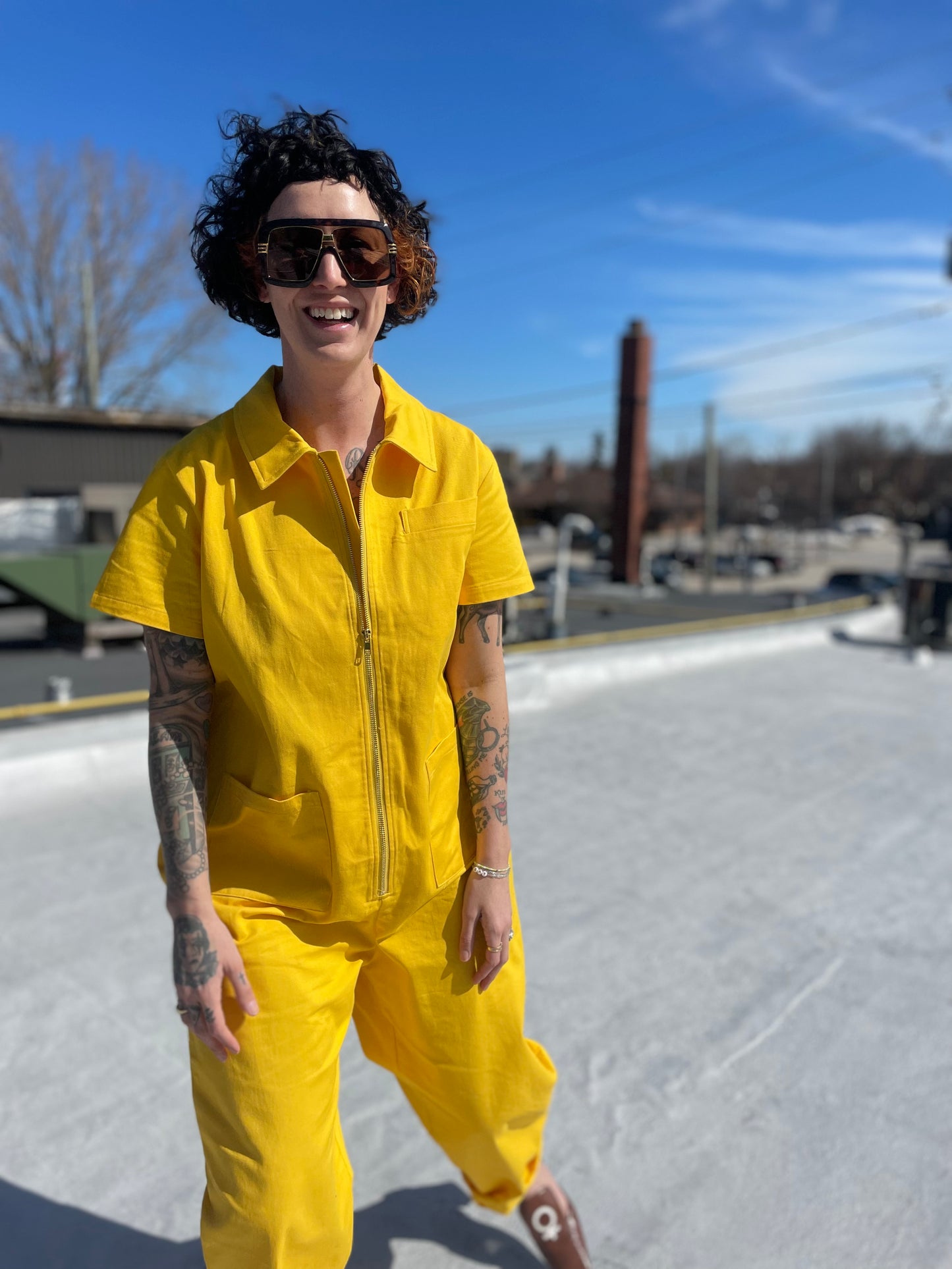 Baggy Short Sleeve Boilersuit - Yellow