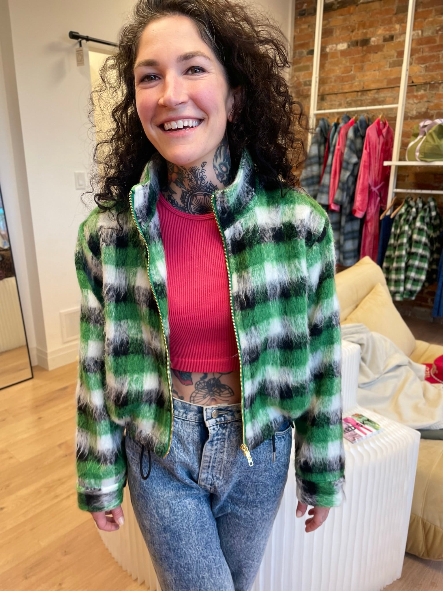 Green tartan clearance jacket