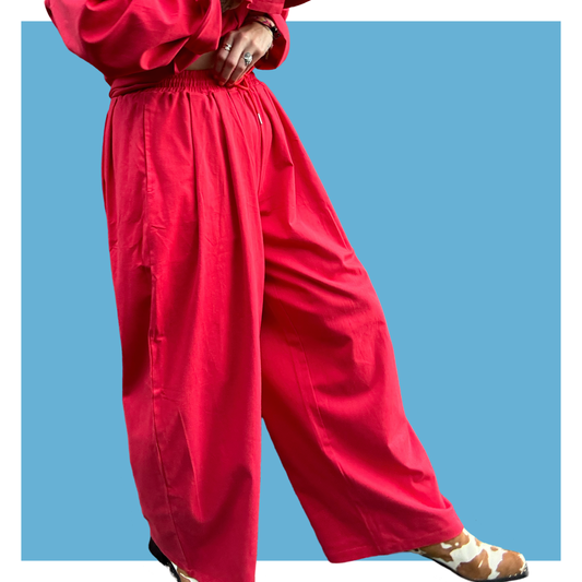 Wide Leg Pants - Red