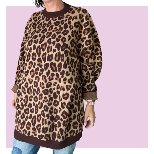 Leopard Knit Mini Dress