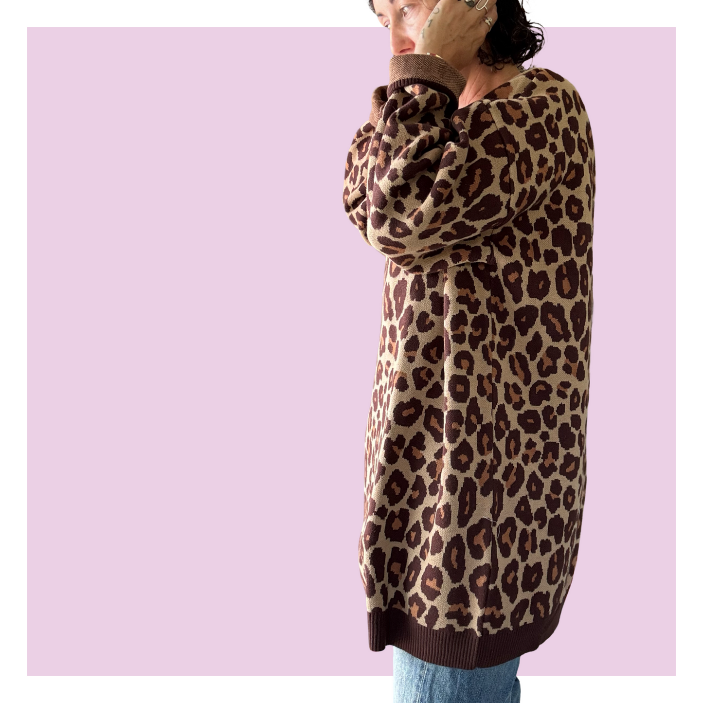 Leopard Knit Mini Dress