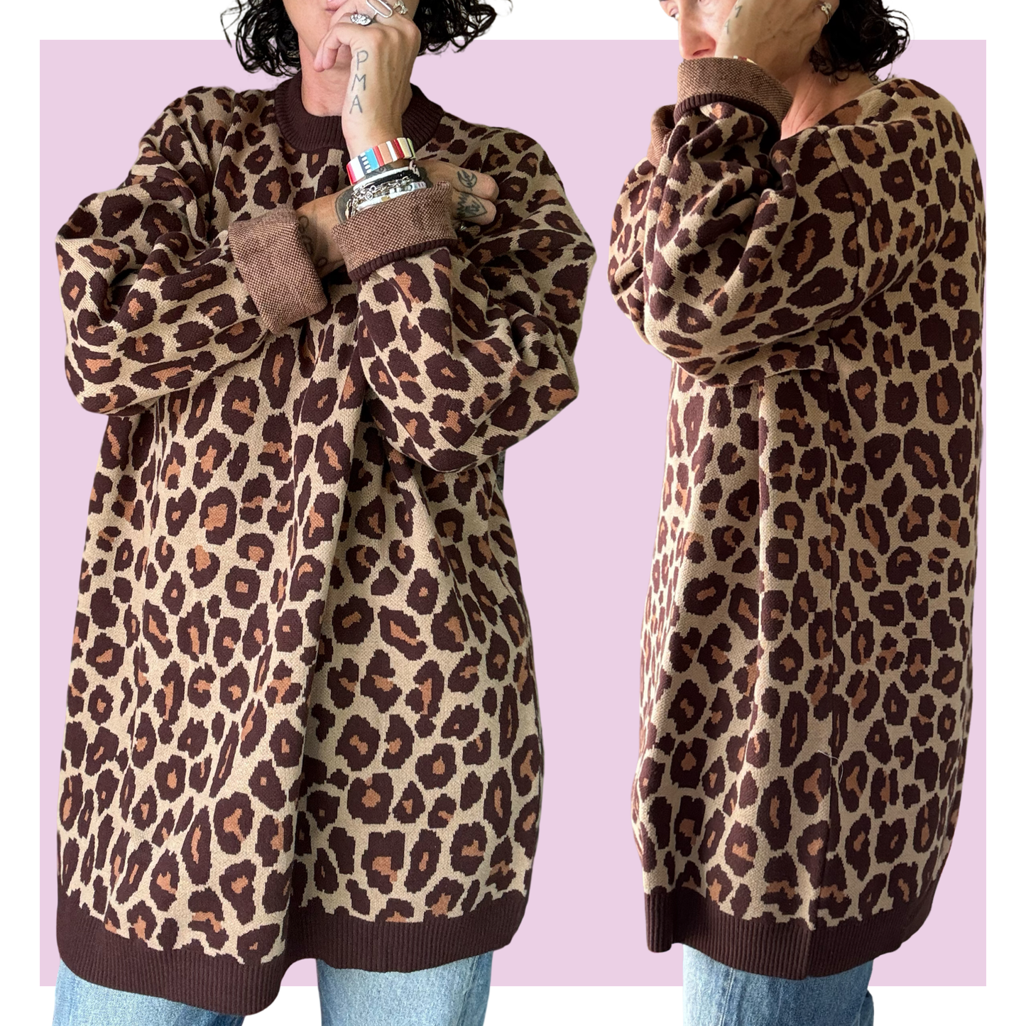 Leopard Knit Mini Dress