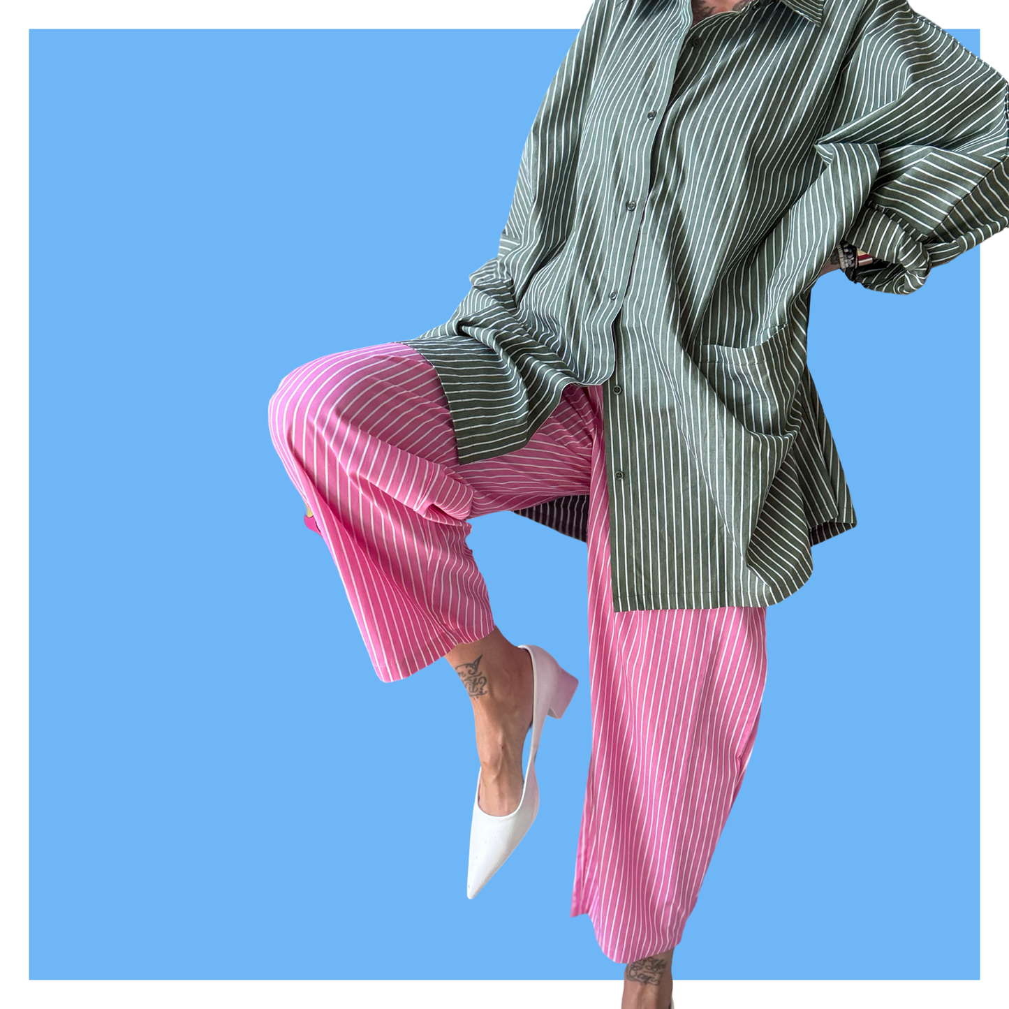 Barrel Pants - Pink Stripe