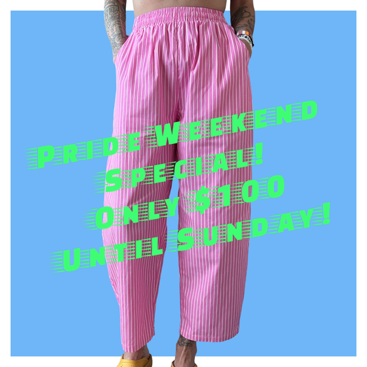 Barrel Pants - Pink Stripe