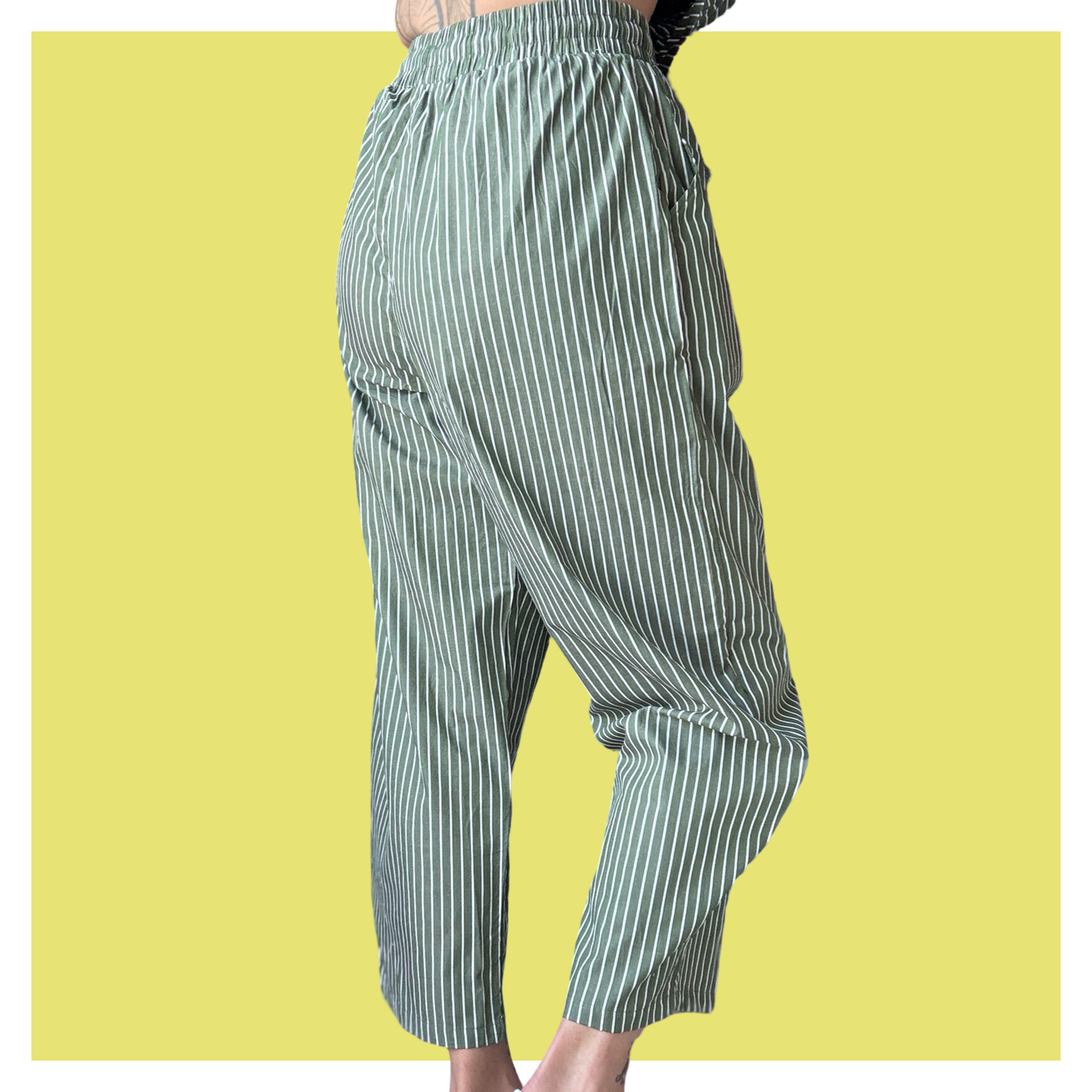 Barrel Pants - Green Stripe