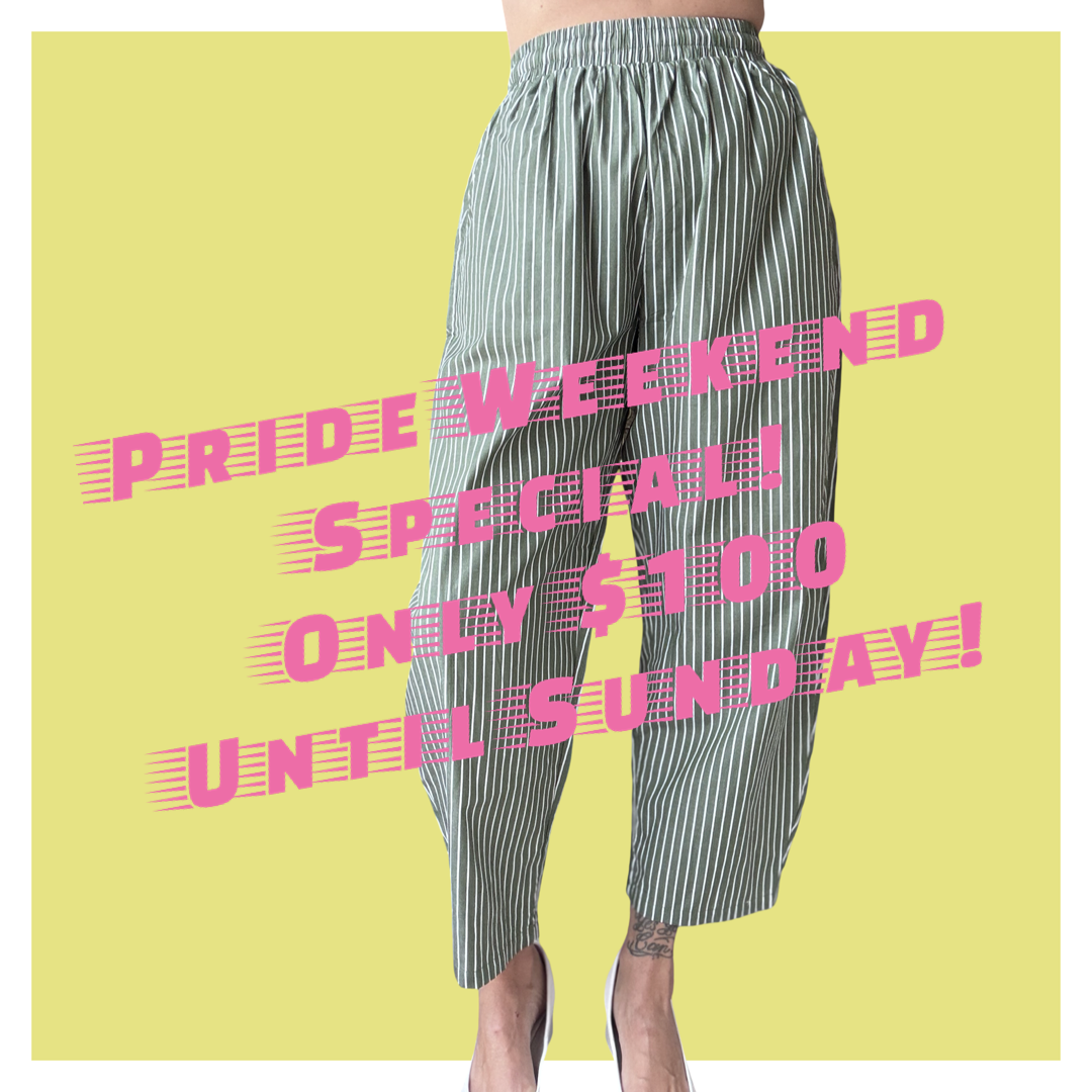 Barrel Pants - Green Stripe