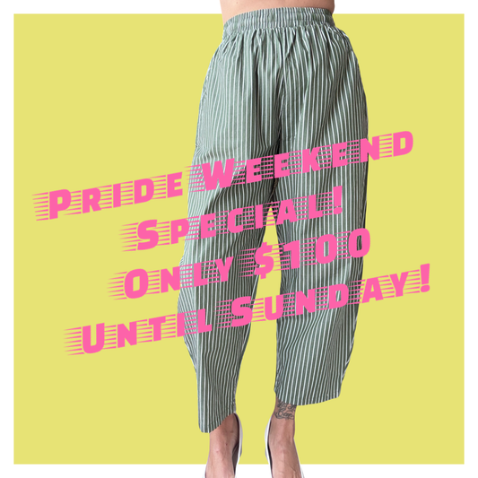 Barrel Pants - Green Stripe