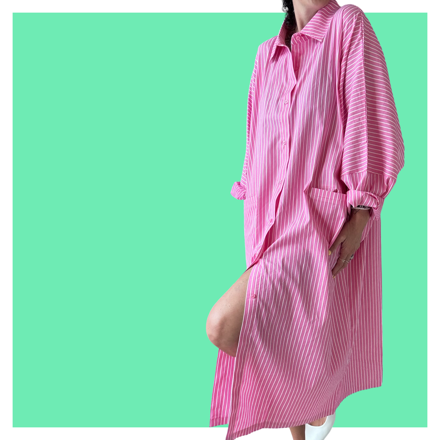 Shirt Kaftan - Pink Midi