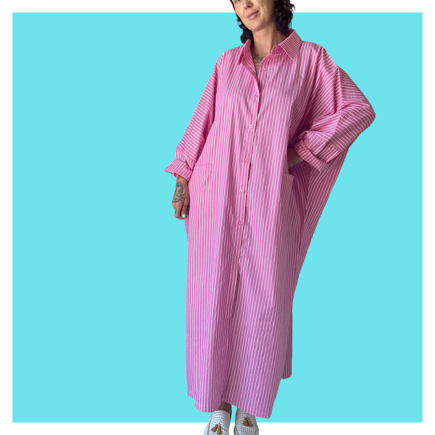 Shirt Kaftan- Pink Maxi
