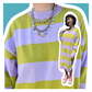 Stripe Maxi Sweater - Purple