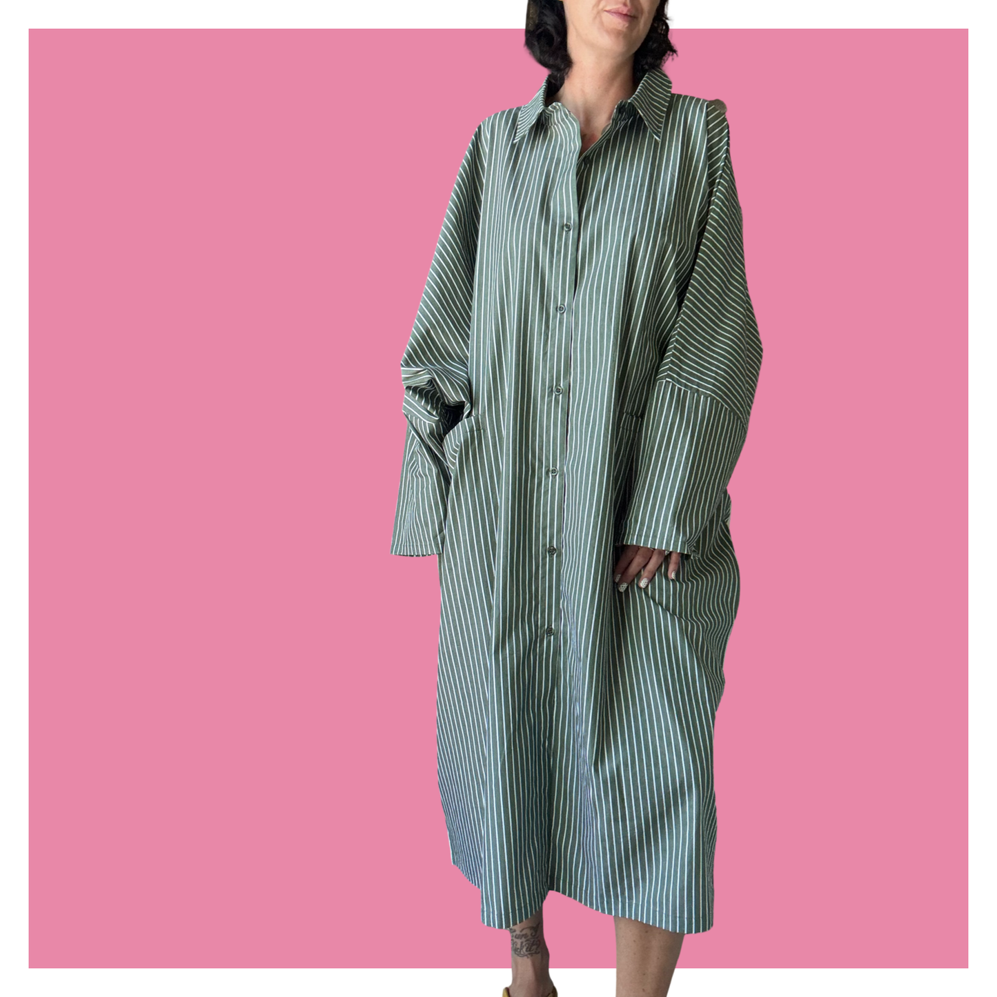 Shirt Kaftan - Green Midi