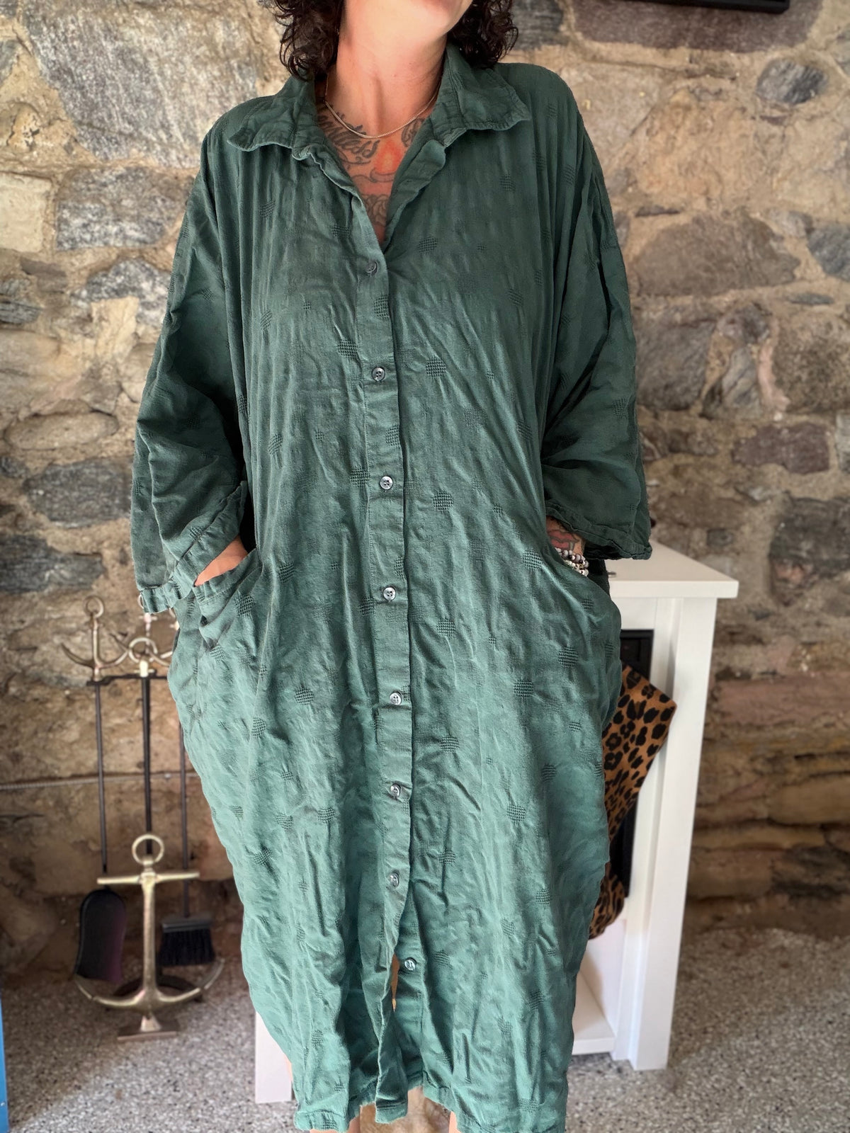 GREEN DOT KAFTAN - O/S MIDI