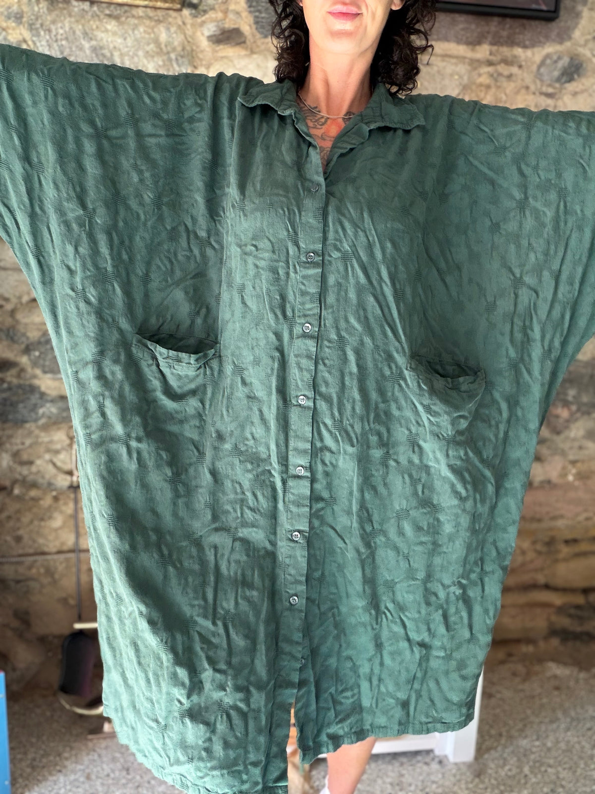 GREEN DOT KAFTAN - O/S MIDI
