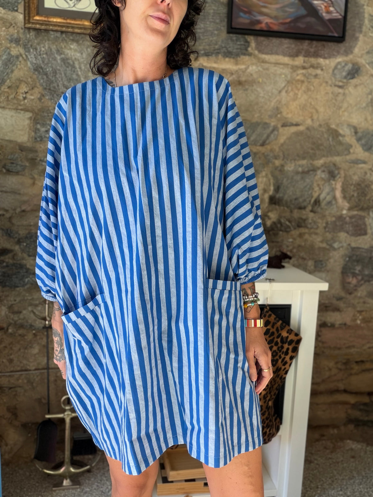 BLUE SHORT KAFTAN O/S